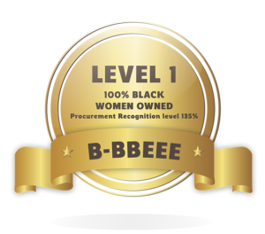Level 1 B-BBEE 100% Black Women Owned badge